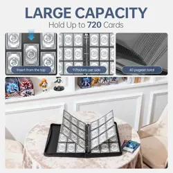 9 Pocket Card Binder,Premium Zip Trading 720 Double Sided Pocket - Image 3