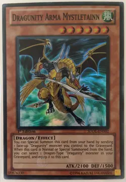 YuGiOh Dragunity Arma Mystletainn Super Rare 1st Edition SDDL-EN002 - Image 1