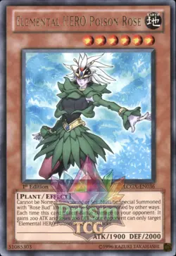 1st ed Elemental HERO Poison Rose rare LCGX-EN036 Yugioh - Image 1