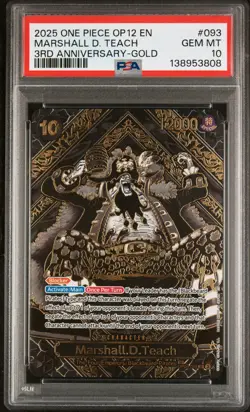 2025 ONE PIECE OP12-LEGACY OF THE MASTER 3RD ANV-GOLD MARSHALL D. TEACH PSA 10 - Image 1