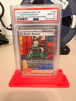 2025 POKEMON MEG SPECIAL ILLUSTRATION RARE #185 LT. SURGE'S BARGAIN PSA 10 - Image 1