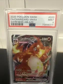 Pokemon TCG Ultra Rare Charizard VMAX Darkness Ablaze 020/189 PSA 9 - Image 1
