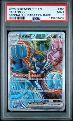 2025 Pokemon Prismatic Evolutions Palafin EX Special Illus Rare PSA 9 #151 SIR - Image 1