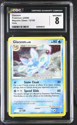 CGC 8 Glaceon 2008 Majestic Dawn 5/100 Holo Pokemon Card - Image 1