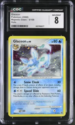 CGC 8 Glaceon 2008 Majestic Dawn 5/100 Holo Pokemon Card - Image 1