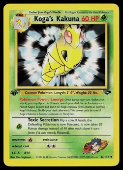 Pokemon Card - Koga's Kakuna Gym Challenge 47/132 Uncommon 1st Edition - Image 1