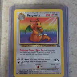 Dragonite Fossil 19/62 Rare 100 HP Pokemon TCG Card Regular Wizards English - Image 1
