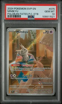 2024 POKEMON SVP EN-SV POKEMON CENTER ETB BLACK STAR PROMO #075 MIMIKYU PSA 10 - Image 1