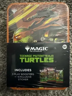 MTG TMNT Michelangelo Tin 3 Play Boosters Ninja Turtles Magic Gathering Sealed - Image 1