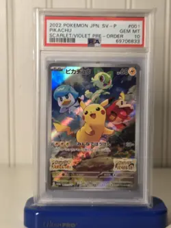 PSA 10 Pikachu 001/SV-P Japanese Scarlet/Violet Pre-Order Promo Japanese Pokemon - Image 1