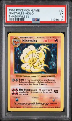 1999 Pokemon Card - Ninetales Holo - Shadowless PSA 5 Excellent - Image 1
