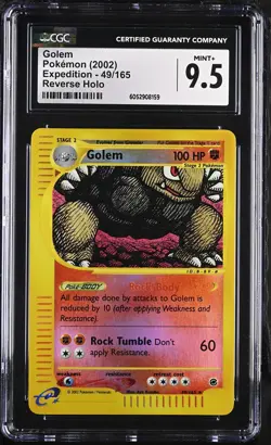 CGC 9.5 MINT+ Golem 2002 Expedition 49/165 Reverse Holo Pokemon Card psa - Image 1