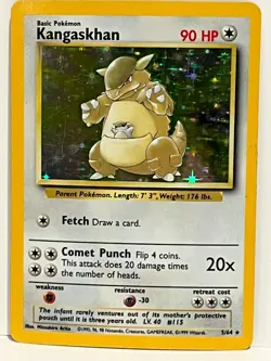 Vintage 1999 Pokemon TCG Jungle KANGASKHAN HOLO Rare 5/64 MP ERROR NO SET SYMBOL - Image 1