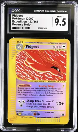 CGC 9.5 MINT+ Pidgeot 2002 Expedition 23/165 Reverse Holo Pokemon Card psa - Image 1