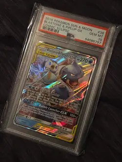 2019 POKEMON SUN & MOON COSMIC ECLIPSE #38 BLASTOISE & PIPLUP GX PSA 10 GEM MINT - Image 3