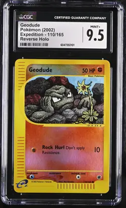CGC 9.5 MINT+ Geodude 2002 Expedition 110/165 Reverse Holo Pokemon Card psa - Image 1