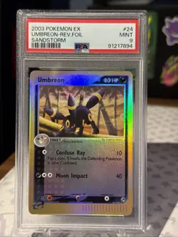 2003 Pokemon Umbreon 24/100 Sandstorm Reverse Holo Foil PSA 9 Mint POP 113 - Image 1