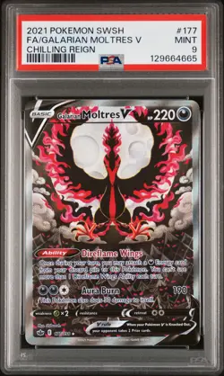 2021 POKEMON SWORD & SHIELD CHILLING REIGN FULL ART/GALARIAN MOLTRES V PSA 9 - Image 1
