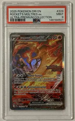 2025 POKEMON DRI ULTRA-PREMIUM COLLECTION #229 TEAM ROCKET'S MOLTRES EX PSA 9 - Image 1