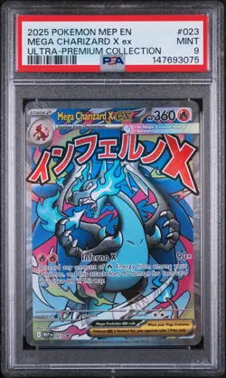 2025 Pokemon Mep En-Me Black #023 Mega Charizard X Ex Ultra PSA 9 - Image 1