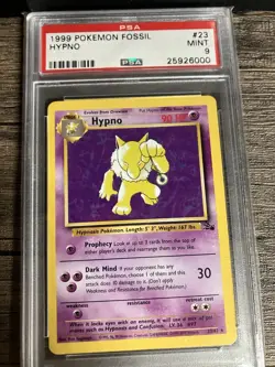 Pokemon Hypno 23/62 1999-2000 Red Logo Australia PSA Fossil 3rd print - Image 1