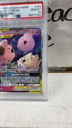 2019 TOGEPI CLEFFA IGGLYBUFF GX TAG TEAM UP COSMIC ECLIPSE POKEMON PSA 10 #143 - Image 2