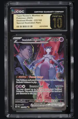 2025 Pokemon SV Destined Rivals DRI Team Rocket's Mewtwo ex #231 CGC 10 PRISTINE - Image 1