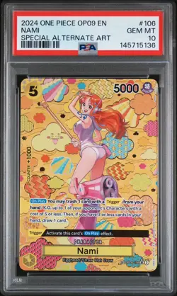 One Piece TCG Nami OP09 (SP) OP08-106 PSA 10 ENGLISH - Image 1