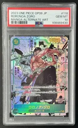 🔥 2023 ONE PIECE OP06 RORONOA ZORO MANGA ALTERNATE ART #118 PSA 10 GEM MINT 🔥 - Image 1
