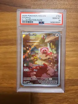 🧸PSA 10 Gem Mint Stufful Illustration Rare #154 Pokemon Mega Evolution 2025 - Image 1