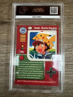 AGS 9 Topps Series 1 1999 TV Animation Ed ASH KETCHUM TV1 Pokemon Character Card - Image 2