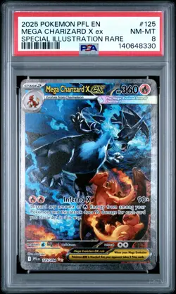 2025 POKEMON PFL EN-PHANTASMAL FLAMES #125 MEGA CHARIZARD X EX PSA 8 - Image 1