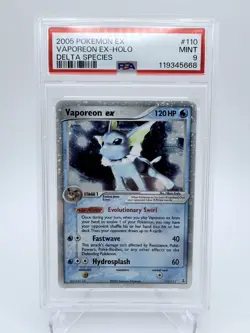 Pokemon 2005 EX Delta Species #110 Vaporeon EX-Holo PSA 9 - Image 1