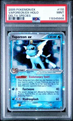 Pokemon 2005 EX Delta Species #110 Vaporeon EX-Holo PSA 9 - Image 3