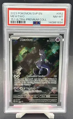 2023 POKEMON SVP EN-SV BLACK STAR PROMO 151 ULTRA-PREM COLL #052 MEWTWO PSA 8 - Image 1