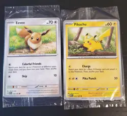 Pokemon TCG Eevee + Pikachu Pokemon Together Stamp Exclusive Sealed Promo - Image 1