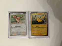 Pokemon TCG Holiday Calendar Pikachu 25/165 & Eevee 133/165 Snowflake Promo - Image 1