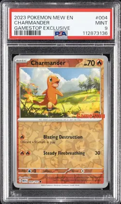 2023 POKEMON MEW EN-151 GAMESTOP EXCLUSIVE #004 CHARMANDER PSA 9 - Image 1