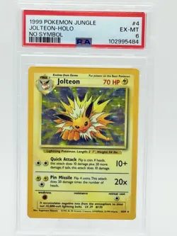 1999 Pokemon Jungle #4 Jolteon-Holo No Symbol PSA 6 - Image 1