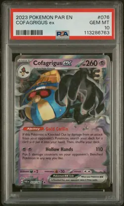 2023 Pokemon Paradox Rift Cofagrigus ex #076 PSA 10 - Image 1