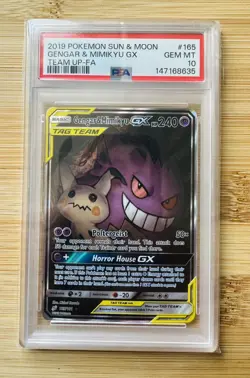 2019 Pokemon Sun and Moon Team Up Gengar & Mimikyu GX 165/181 PSA 10 - Image 1