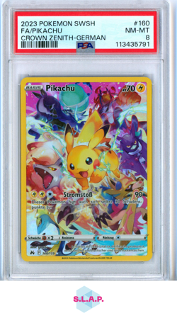 FA/PIKACHU CROWN ZENITH-GER POKEMON SWSH CROWN ZENITH 2023 160 PSA 8 - Image 1