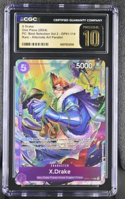 CGC PRISTINE 10 Best Selection Vol2 X Drake OP01-114 Alt Art Parallel One Piece - Image 1