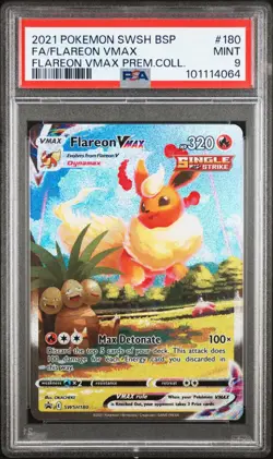 Pokemon Flareon VMAX SWSH180 Full Art Black Star Promo PSA 9 MINT - Image 1