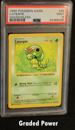 Pokemon Base Set Unlimited Shadowless Caterpie SHADOWLESS PSA 9 (9028) #45 - Image 1