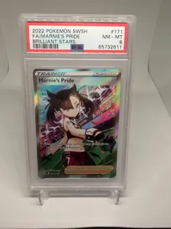 PSA 8 NM-MT 2022 Pokemon Brilliant Stars #171 Marnie's Pride Full Art Trainer - Image 3