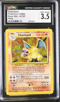 CGC 3.5 Charizard 1999 Base Set 4/102 Holo Pokemon Card - Image 1