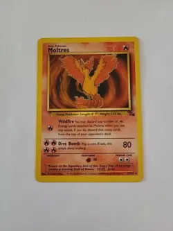 Pokemon TCG Fossil Moltres 27/62 Unlimited Non-Holo Rare MP 1999 - Image 1