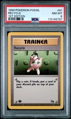 PSA 8 NM/MT 1999 POKEMON FOSSIL 61 RECYCLE 1ST EDITION ENGLISH - Image 1