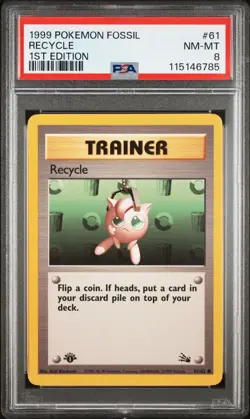 PSA 8 NM/MT 1999 POKEMON FOSSIL 61 RECYCLE 1ST EDITION ENGLISH - Image 3